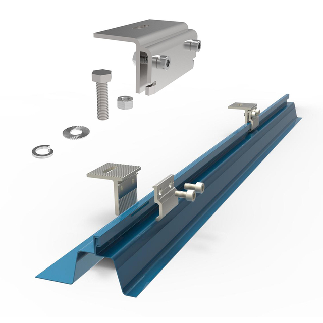  Sistema di supporto per montaggio solare del tetto in metallo in metallo trapezoidale