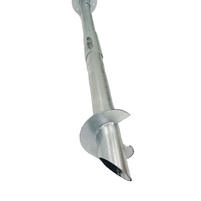 Palo elicoidale ad albero tondo con vite di messa a terra zincata per sistema di energia solare